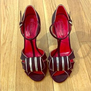 Cesare Paciotti black and gold tuxedo sandals